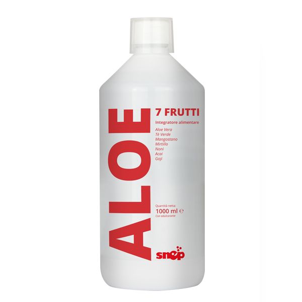 Produs Snep Aloe Drink 7 Fructe – Supliment alimentar lichid pe bază de Aloe vera, Acai, Goji, Mangostan, Noni, Ceai verde și afine, destinat completării nutriției zilnice cu fibre și extracte vegetale.